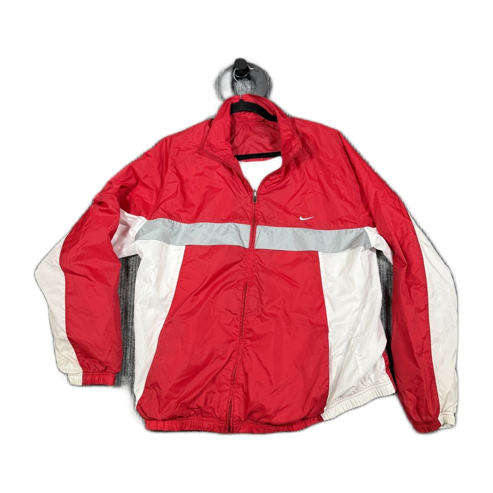 Nike Mens Windbreaker Jacket XXL Red White Gray Colorblock Full Zip 341603-638